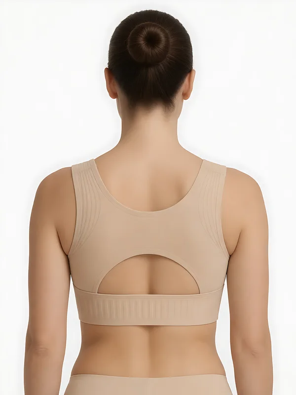 Back-Support Front-Closure Bra, Nude, model, back