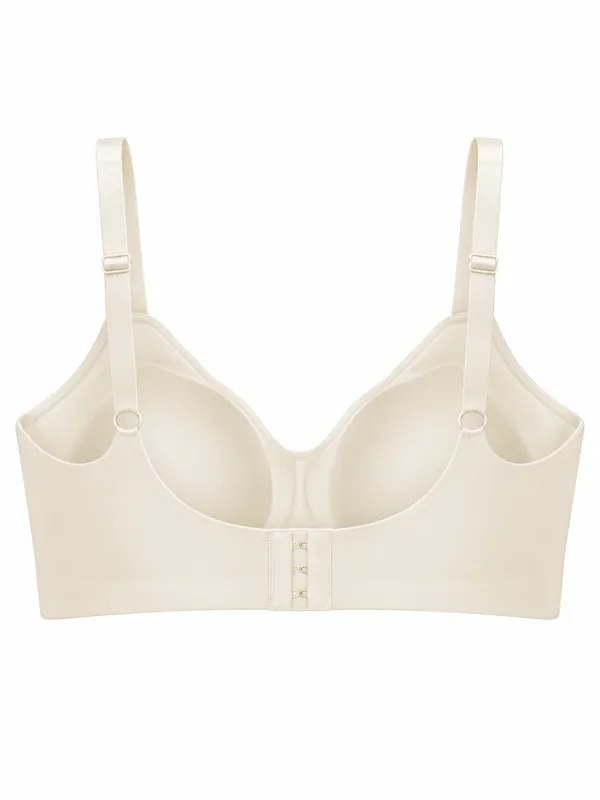 Scallop-Edge Bra, Cream, studio, back