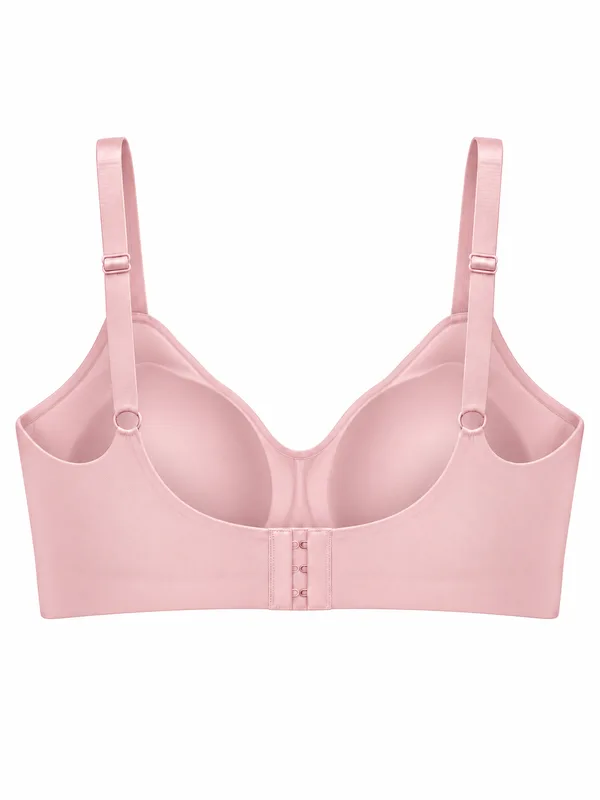 Scallop-Edge Bra, Pink, studio, back