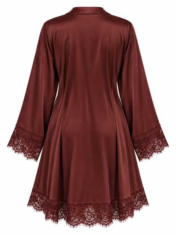 Lace-Trim Crisscross-Back Babydoll, Coffee, studio, back