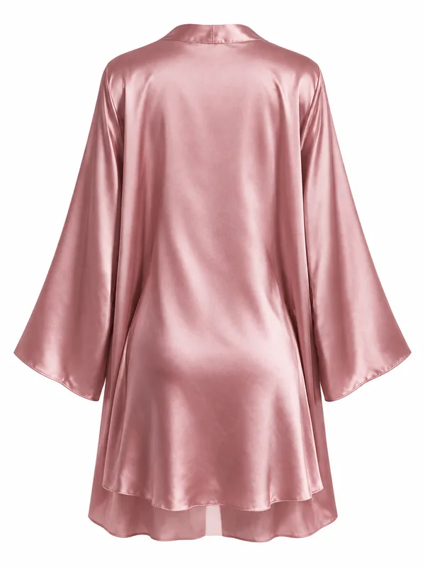Satin Cowl-Neck Slip Dress and Robe, Dusty Pink, studio, back