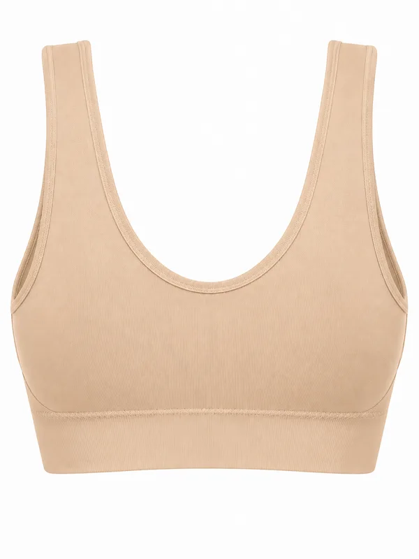 Double-Layer Seamless Bra, Nude, studio, back