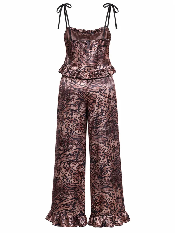 Animal Print Cami Top and Ruffled Pants, Leopard Print, studio, back