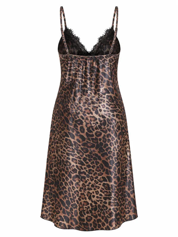Leopard Print Lace-Trim Slip, Leopard Print, studio, back