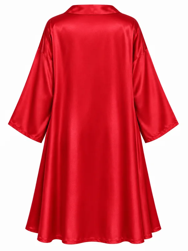Satin Open-Back Mini Slip, Red, studio, back