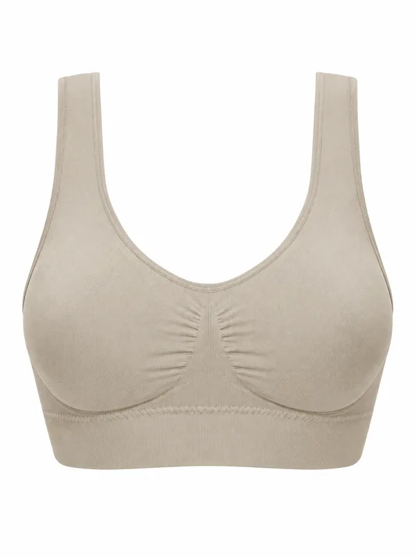 Seamless Scoop-Neck Bra, Nude, studio, front
