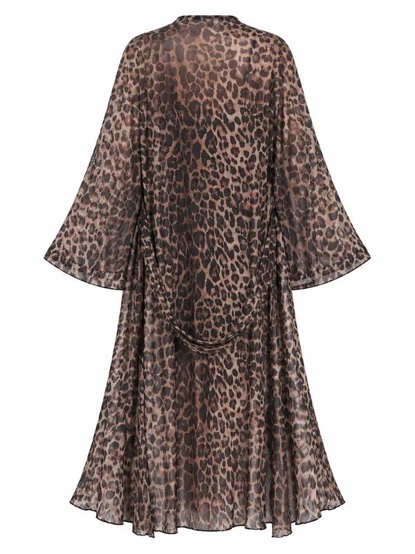 Leopard Print Lace-Trim Mesh Slip, Leopard Print, studio, back