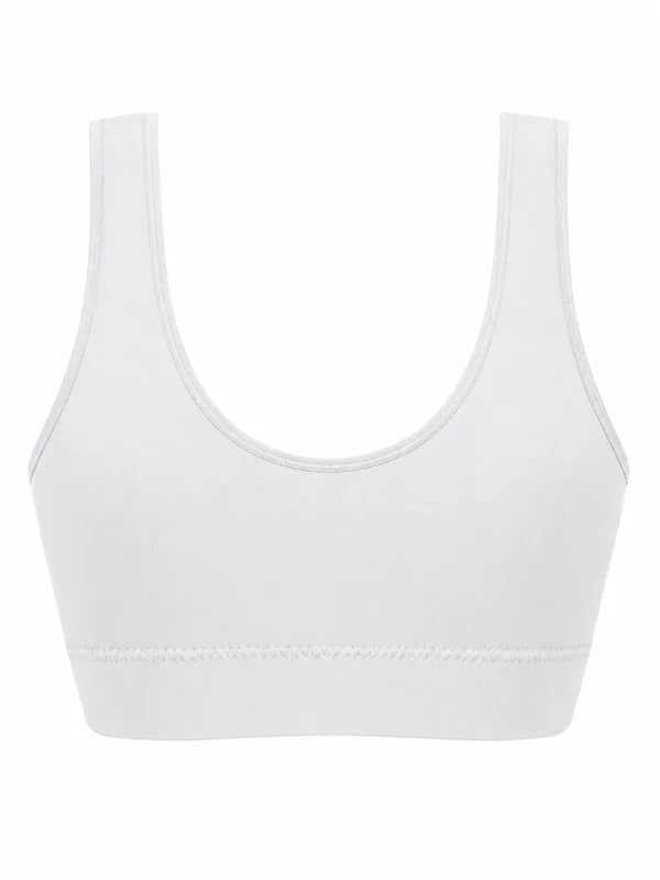 Seamless Scoop-Neck Bra, White, studio, back