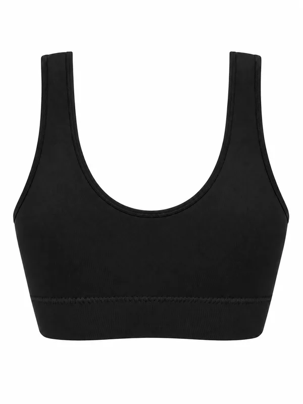 Seamless Scoop-Neck Bra, Black, studio, back