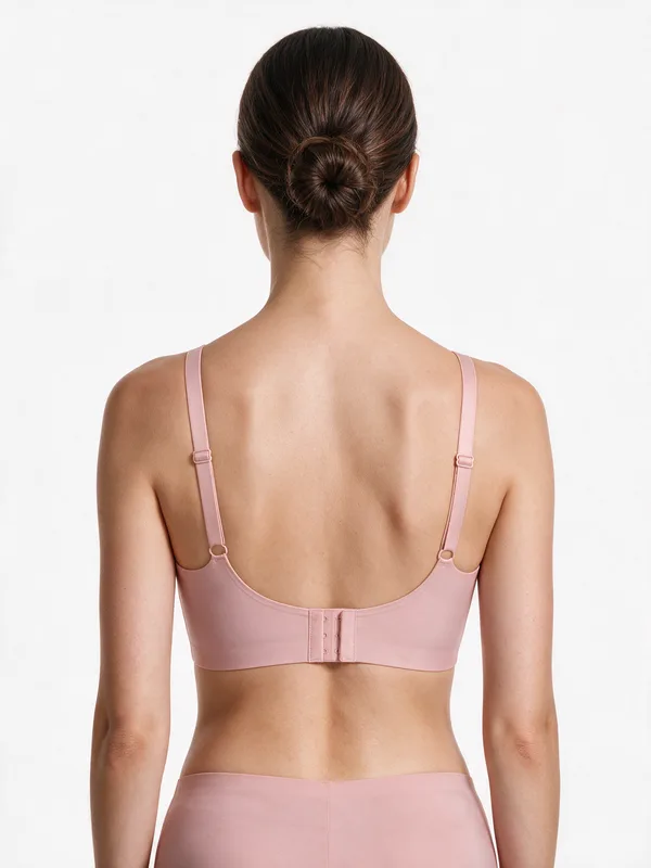 Scallop-Edge Bra, Pink, model, back