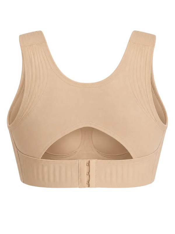 Back-Support Front-Closure Bra, Nude, studio, back
