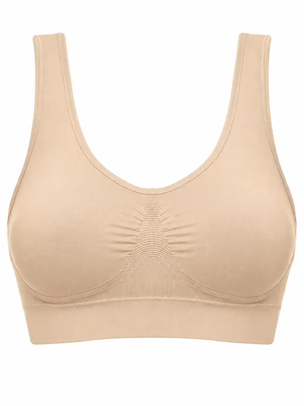 Double-Layer Seamless Bra, Nude, studio, front