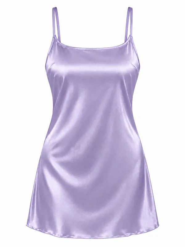 Lace-Back Satin Slip, Light Purple, studio, front