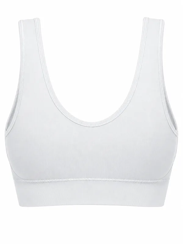 Double-Layer Seamless Bra, White, studio, back